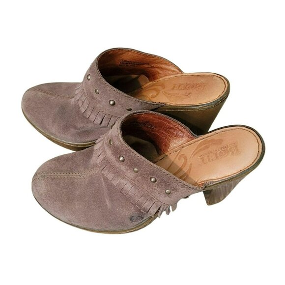 Born Platform Slides Hand Crafted Footwear Leather Taupe Womans Size 7 JH699 - Picture 5 of 5